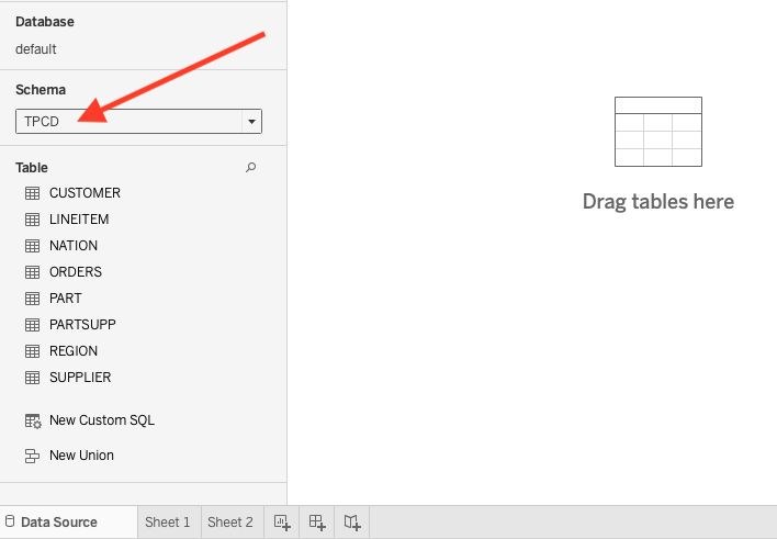 &quot;Select TPCD for the Schema&quot;